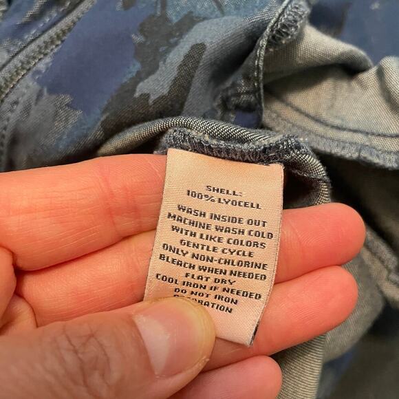 Juicy Couture Floral Camo Denim Chambray Jacket XS Lyocell Lightweight 90s Y2K - Picture 5 of 8